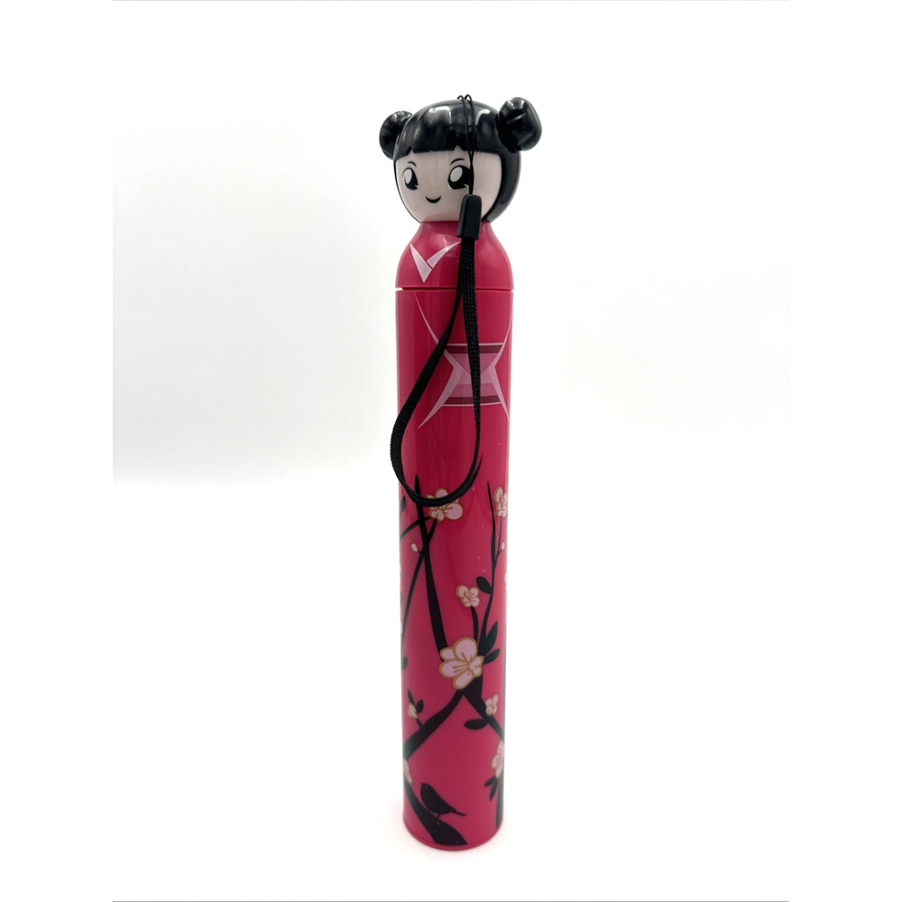 Pink KOKESHI Doll Umbrella Folding Hard Case Geisha Girl Japanese Lady Anime